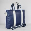 Men's Ferragamo Blue Leather Logo Front Large Tote Bag