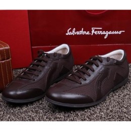 Men's Salvatore Ferragamo Gancio Sneakers In Coffee Color