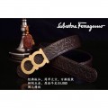 Men's Ferragamo Gentle Monster leather belt with double gancini buckle GM021