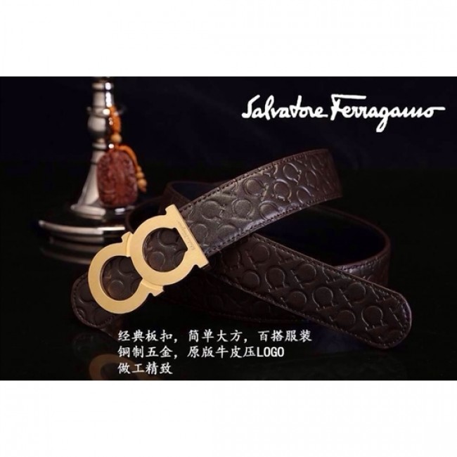 Men's Ferragamo Gentle Monster leather belt with double gancini buckle GM021