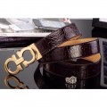 Men's Ferragamo Gentle Monster leather belt with double gancini buckle GM030