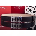 Men's Ferragamo Gentle Monster leather belt with double gancini buckle GM080
