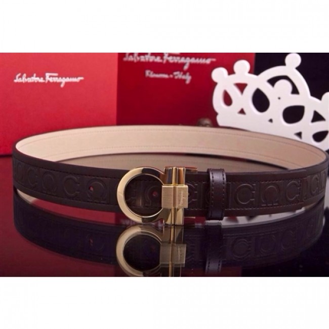 Men's Ferragamo Gentle Monster leather belt with double gancini buckle GM082