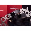 Men's Ferragamo Gentle Monster leather belt with double gancini buckle GM094