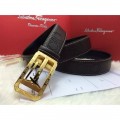 Men's Ferragamo Gentle Monster leather belt with double gancini buckle GM097