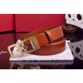 Men's Ferragamo Gentle Monster leather belt with double gancini buckle GM111