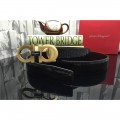 Men's Ferragamo Gentle Monster leather belt with double gancini buckle GM165