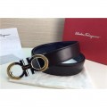 Men's Ferragamo Gentle Monster leather belt with double gancini buckle GM174