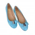 Women's Ferragamo Crocodile Leather Varina Ballerinas Blue