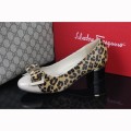 Women's Ferragamo Leopard Vara Cap Toe Mid-Heel Pumps