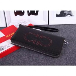 Women's Ferragamo zip around wallet black&red online