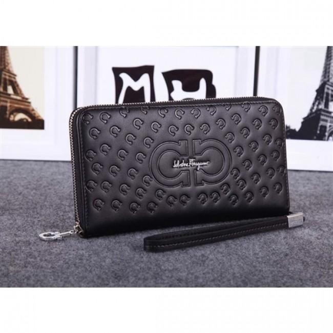 Women's Ferragamo zip around wallet black Outlet